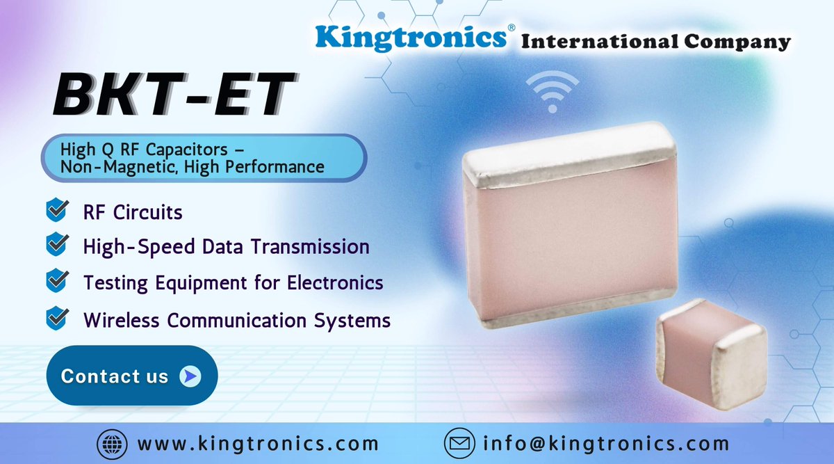 Kingtronics's tweet image. Optimize your high-frequency circuits with BKT-ET high Q ceramic capacitors.High Q factor、Low ESR、Wide temp range (-55°C ~ 125°C).Learn more: kingtronics.com/news/Kt-Kingtr… Contact: info@kingtronics.com #HighFrequencyCircuits #BKTET #Kingtronics #LowESR