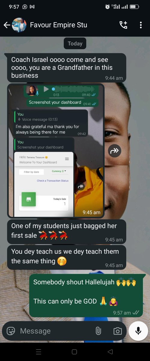 IsraelTaiwo04's tweet photo. What a way to receive good morning messages from my students 😊🤭

Normally no be today I don turn grandfather for mentoring students.

No be by Cho Cho Cho, evidence choke 💯🔥

Thanks to @promptearn for this opportunity 😁 

It's time to do more 💪 https://t.co/wHdNt4mU7p