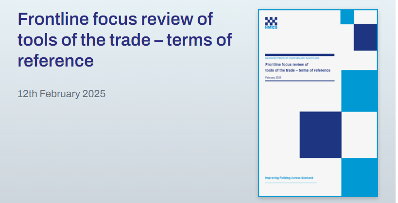 Today <a href="/hmics/">HMICS</a> published the Frontline focus review of tools of the trade – terms of reference
hmics.scot/publications/f…