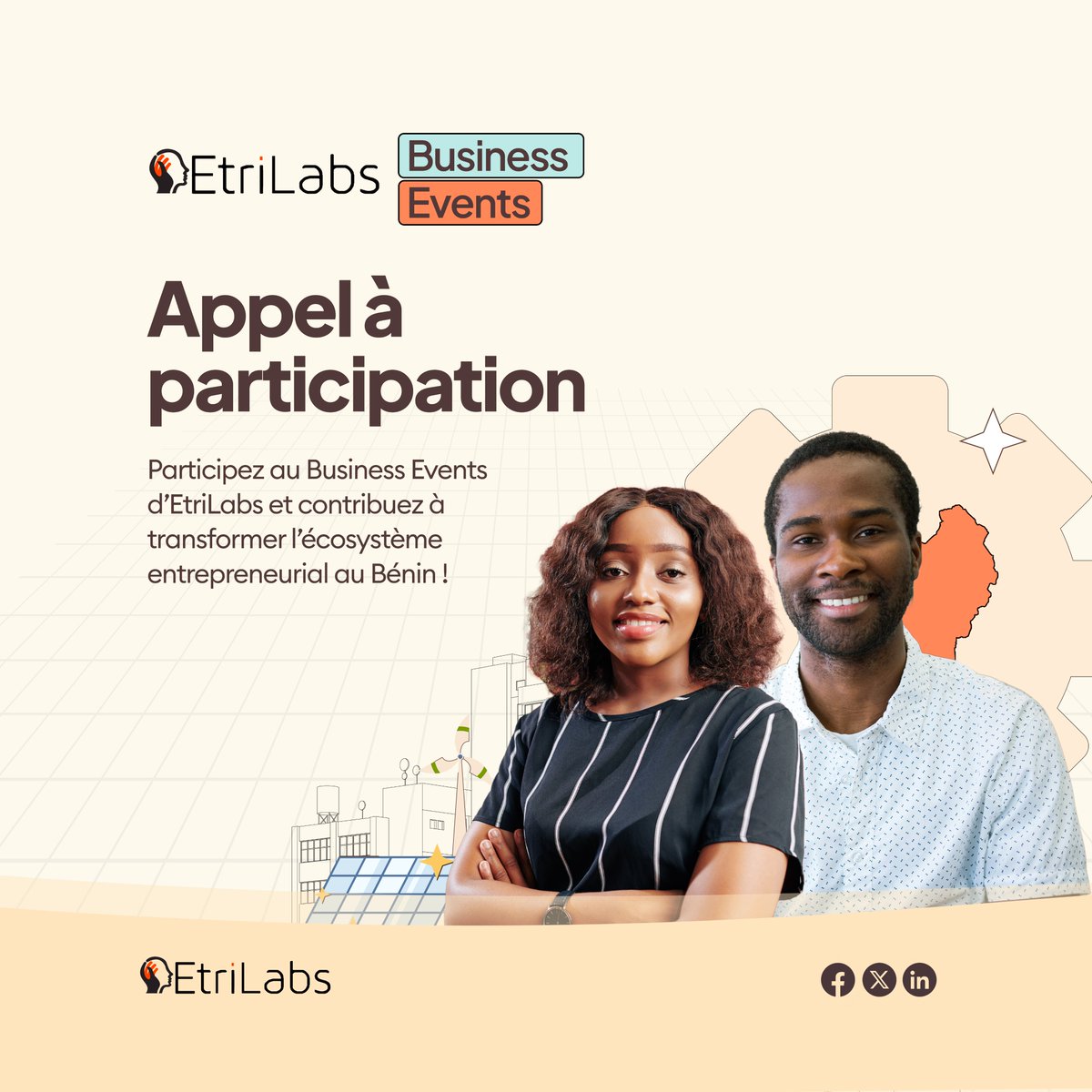 Prenez part aux Business Events d'EtriLabs et dynamisez l’écosystème entrepreneurial au #Benin. 
Venez collaborer avec des acteurs clés, explorer des solutions numériques et développer des partenariats stratégiques.
📍S'inscrire ou proposer des partenaires bit.ly/Etrilabs_Busin…