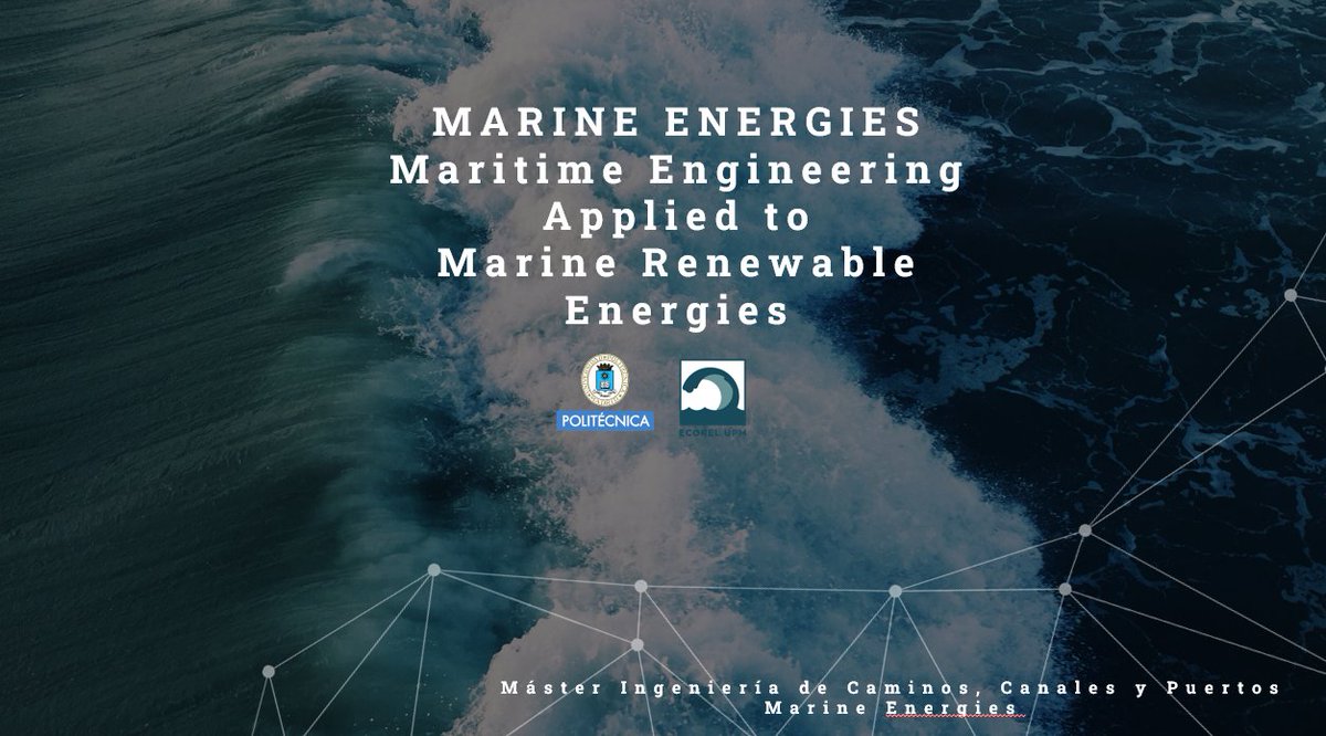 Comenzando la asignatura de Energías Marinas dentro del Máster Universitario en Ingeniería de Caminos, Canales y Puertos de la UPM. Asignatura apasionante en la que exploramos las tecnologías para el aprovechamiento de la energía en el mar.

#EnergíasRenovables #EnergíasMarinas