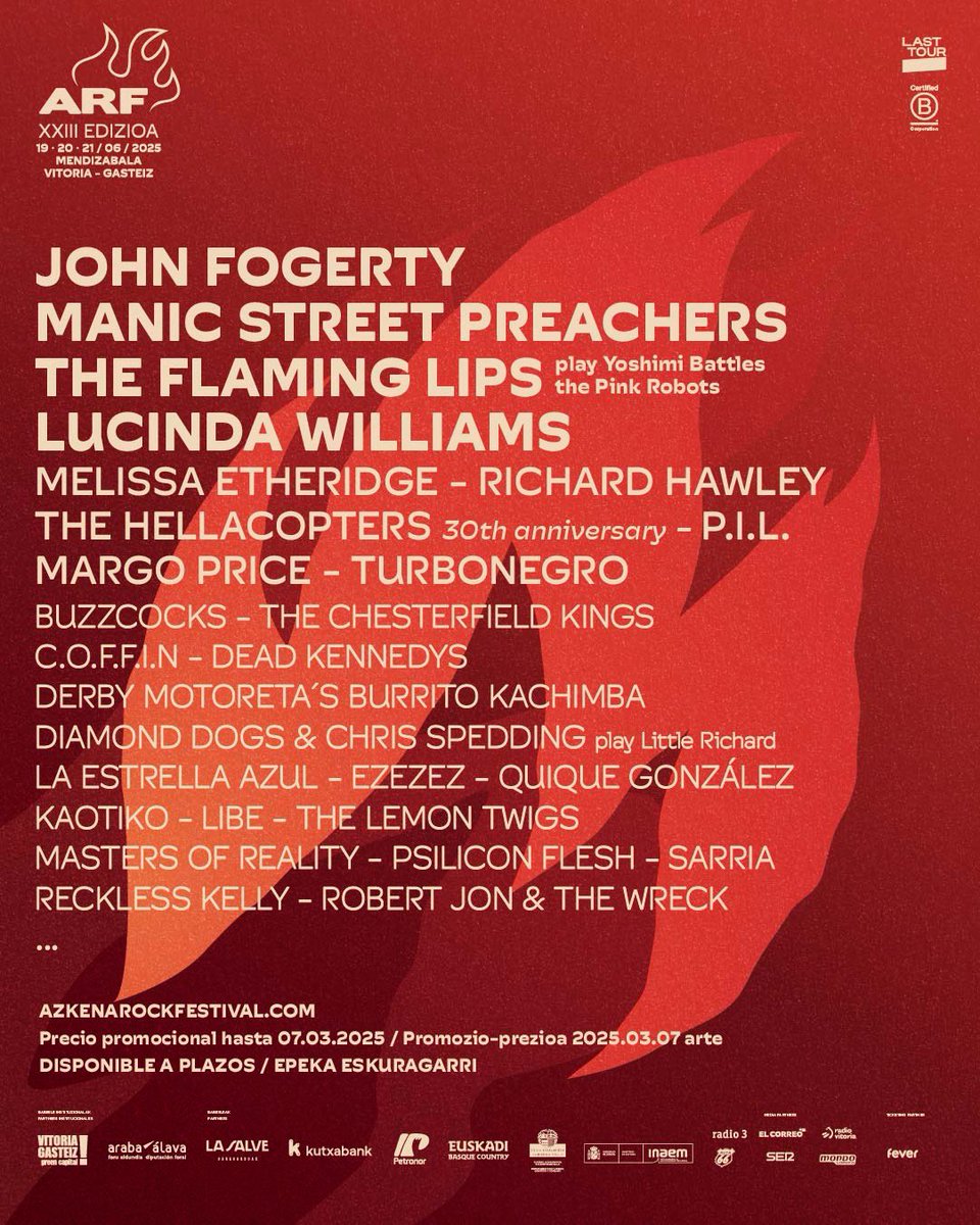 Nuevos nombres sumamos para #azkenarockfestival 
Tickets en azkenarockfestival.com