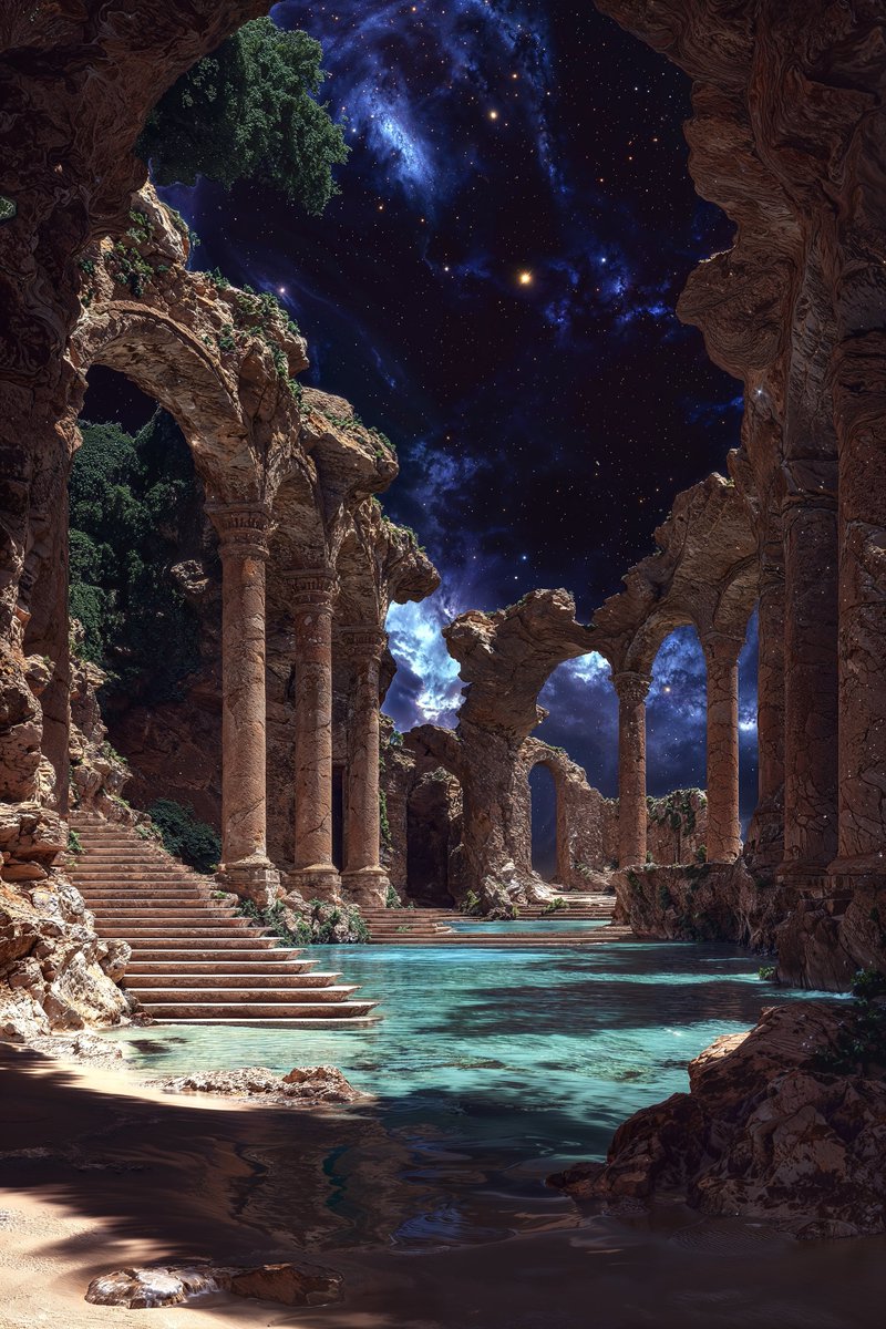 BreezeChai's tweet image. Timeless Echoes in the Starlit Ruins
