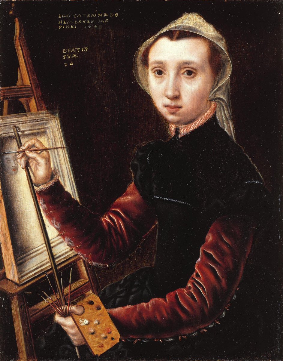 Flemish painter Caterina van Hemessen, Self-portrait,1548, one of the first artworks  to depict an artist at the easel #WomensArt