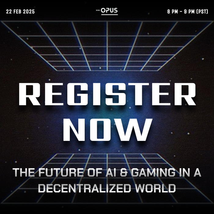 Explore the future of AI, blockchain &amp; gaming with Opus AI! Join top innovators to discuss decentralized gaming, digital identity &amp; generative AI.

📅 Feb 22nd | 🔗 Register Now: eventbrite.com/e/the-future-o…
Don’t miss expert insights &amp; networking! 🎮🔥 #AI #Gaming #Web3Gaming