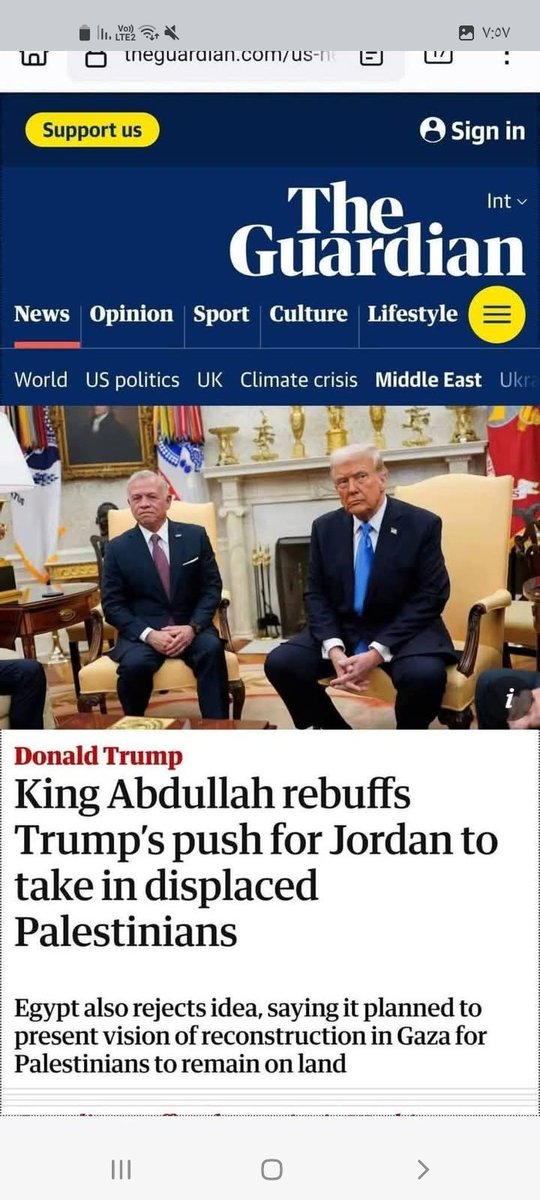 AloudatTaleb's tweet photo. أشهر الصحف الامريكيه:
- نيورك تايمز : الملك عبدالله يرفض مقترحات ترامب بتهجير الفلسطينيين من غزه
- الجارديان : الملك عبدالله يرفض دعوة ترامب للاردن لاستقبال النازحين الفلسطينيين
ومصر ترفض الفكره أيضآ https://t.co/khjMWRA0kA