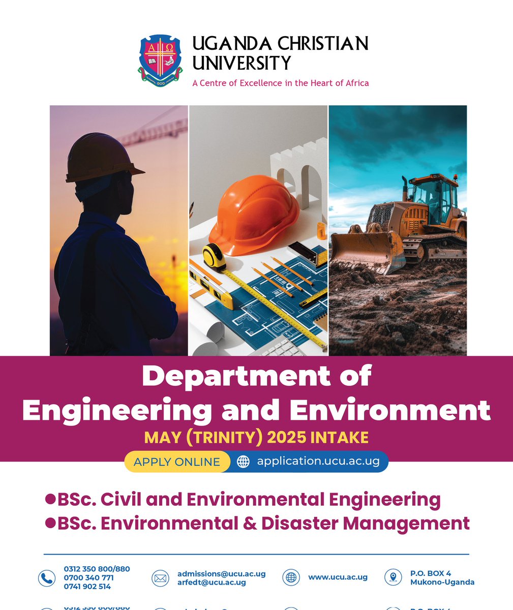 Now receiving applications for the MAY | TRINITY 2025 INTAKE!

#Apply2UCU 👉 application.ucu.ac.ug