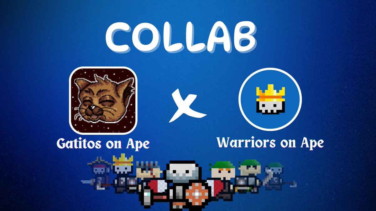 Warriors on Ape (@warriorsonape) on Twitter photo 🚨 Warriors x Gatitos Collab! 🚨
🐱 Gatitos on Ape is coming, and Warriors are getting early access! 🦍🔥
✅ All Warriors on Ape holders will receive WL FCFS!
🎁10 WL GTD(Free Mint) Giveaway
How to Enter:
1️⃣ Follow <a href="/warriorsonape/">Warriors on Ape</a> + <a href="/gatitosonape/">Gatitos on Ape</a> + <a href="/AristoGetto/">Aristo Gatto</a>
2️⃣ 🚨 Warriors x Gatitos Collab! 🚨
🐱 Gatitos on Ape is coming, and Warriors are getting early access! 🦍🔥
✅ All Warriors on Ape holders will receive WL FCFS!
🎁10 WL GTD(Free Mint) Giveaway
How to Enter:
1️⃣ Follow <a href="/warriorsonape/">Warriors on Ape</a> + <a href="/gatitosonape/">Gatitos on Ape</a> + <a href="/AristoGetto/">Aristo Gatto</a>
2️⃣
