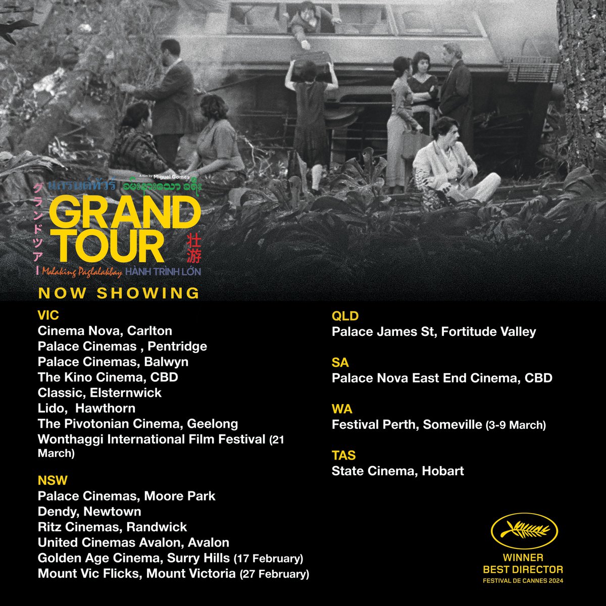 PotentialFilms's tweet image. An era-spanning, genre-bending and continent-crossing odyssey, fuelled by bittersweet love and restless wanderlust. Cannes Best Director winner GRAND TOUR is in cinemas now.

Book now: bit.ly/3TR3OW6
