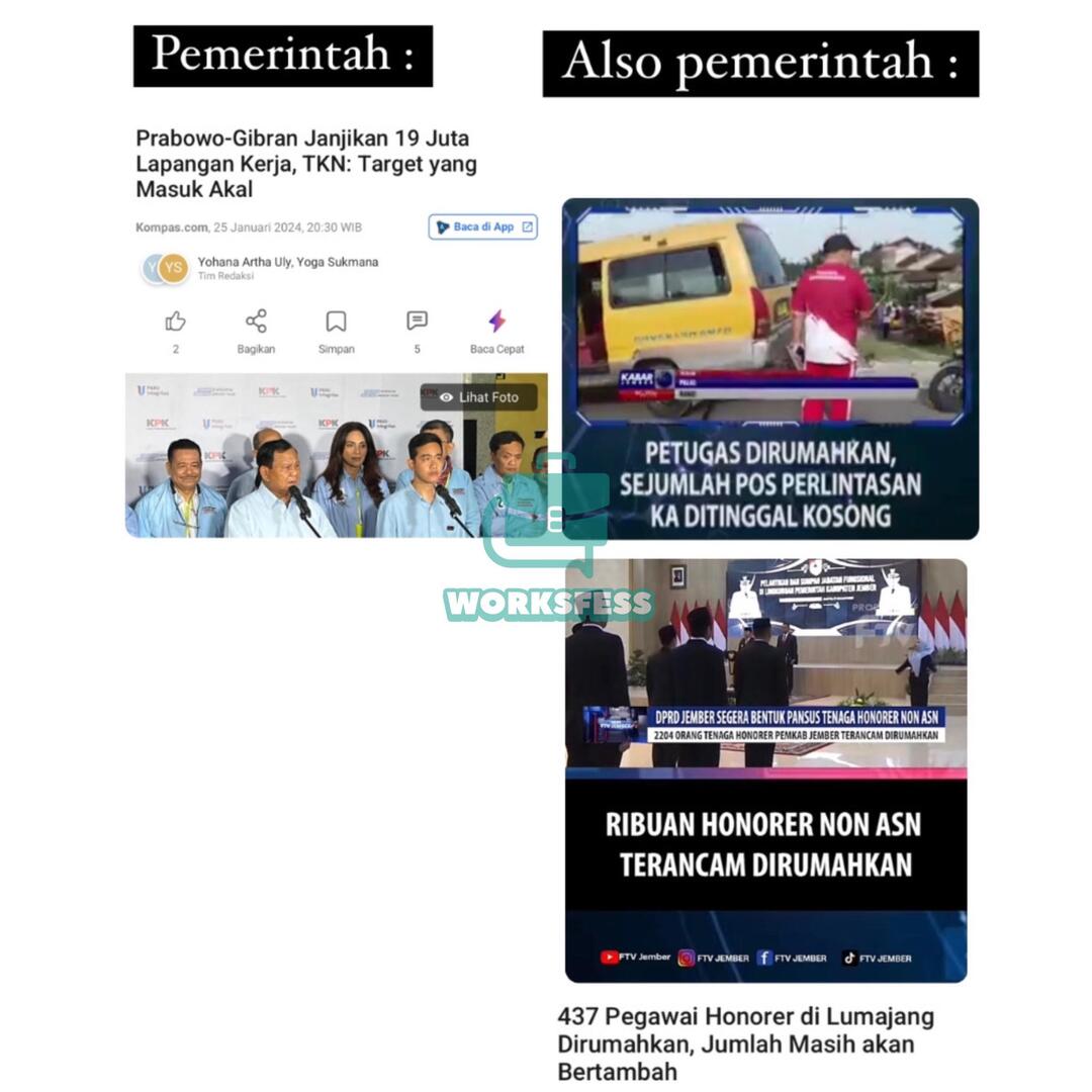worksfess's tweet image. Menambah lapangan kerja ❌ 
Menambah pengangguran ✅ work!