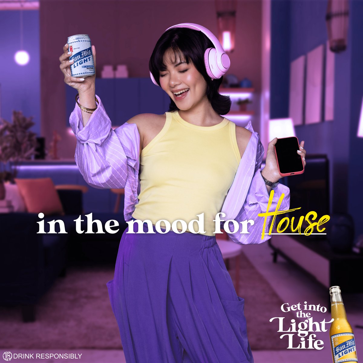 Homebodies know how to get down! The floor is all yours with a
sick playlist on max and a good drink in hand.

Let loose and light up your room with San Mig Light!

ASC S0161P020525S