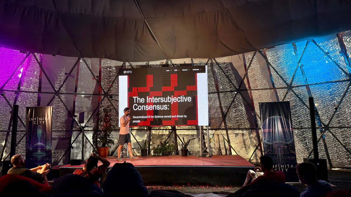 hetu_protocol's tweet image. 🚁Hetu’s CMO, Leo, shared Hetu’s vision at Infinita City—a three-month pop-up city laying the foundation for a permanent hub dedicated to longevity biotech acceleration.

Introducing Hetu’s intersubjective consensus framework, offering insights on how Hetu can empower DeAI for…