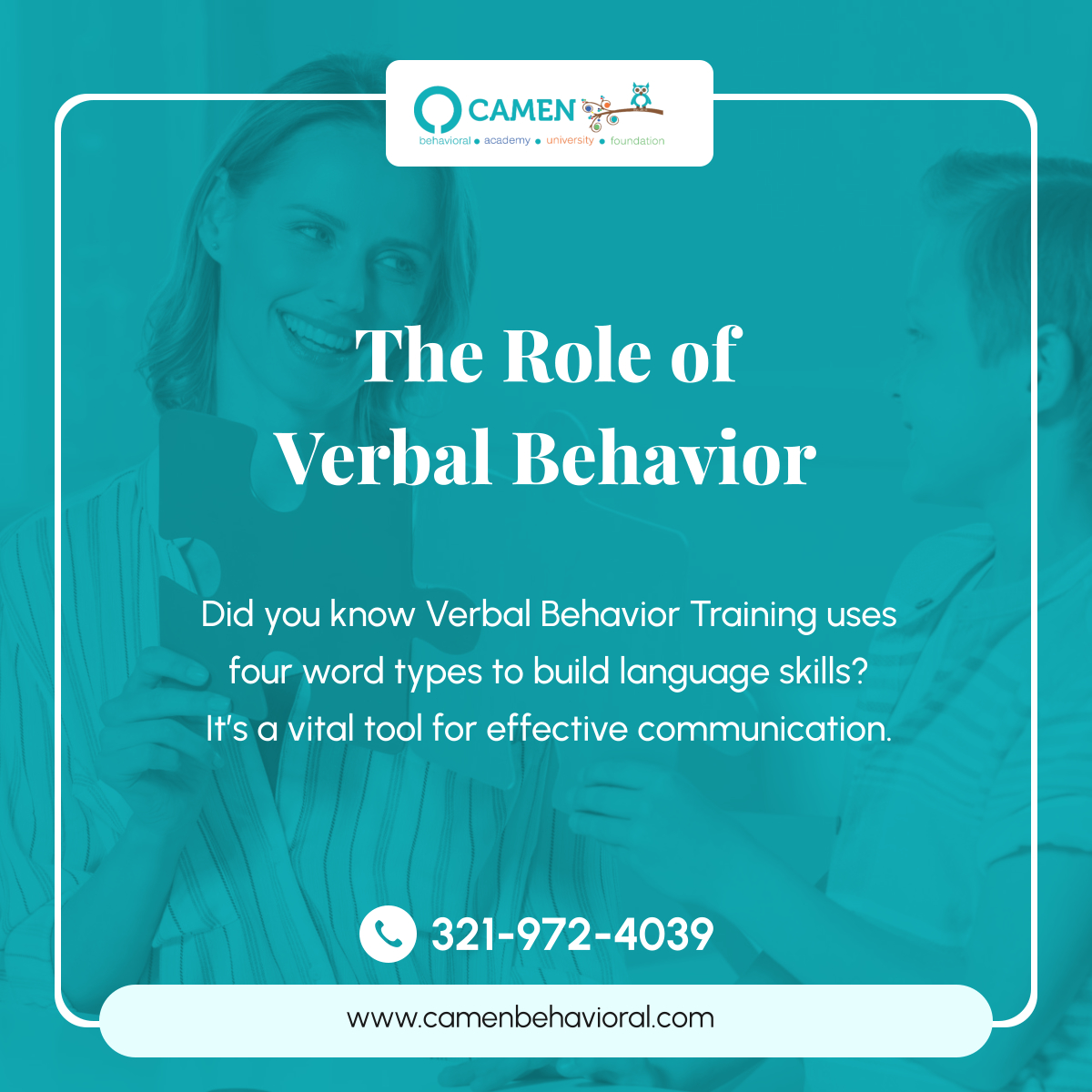 camenbehavioral's tweet image. Verbal Behavior Training transforms communication by focusing on essential language skills. Learn more at Camen Behavioral Services. Call 321-972-4039.  

#KissimmeeFL #BehavioralHealthCare #VerbalBehavior