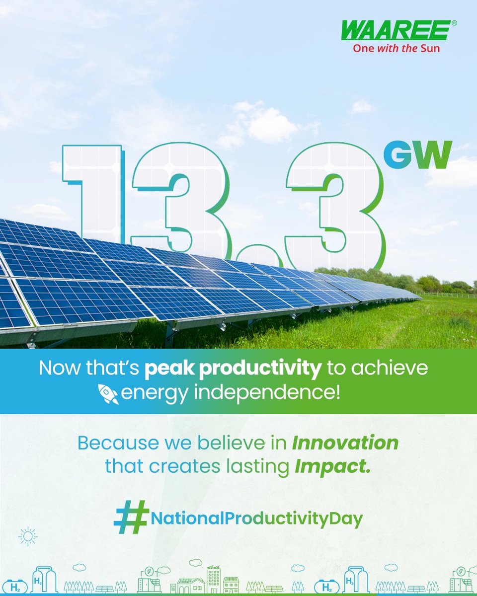 An innovation is powerful. But it's true impact lies in how it shapes the future. At Waaree, we turn vision into action, driving sustainable solutions that make clean energy more accessible.

#NationalProductivityDay #Waaree #Innovation #Sustainablity