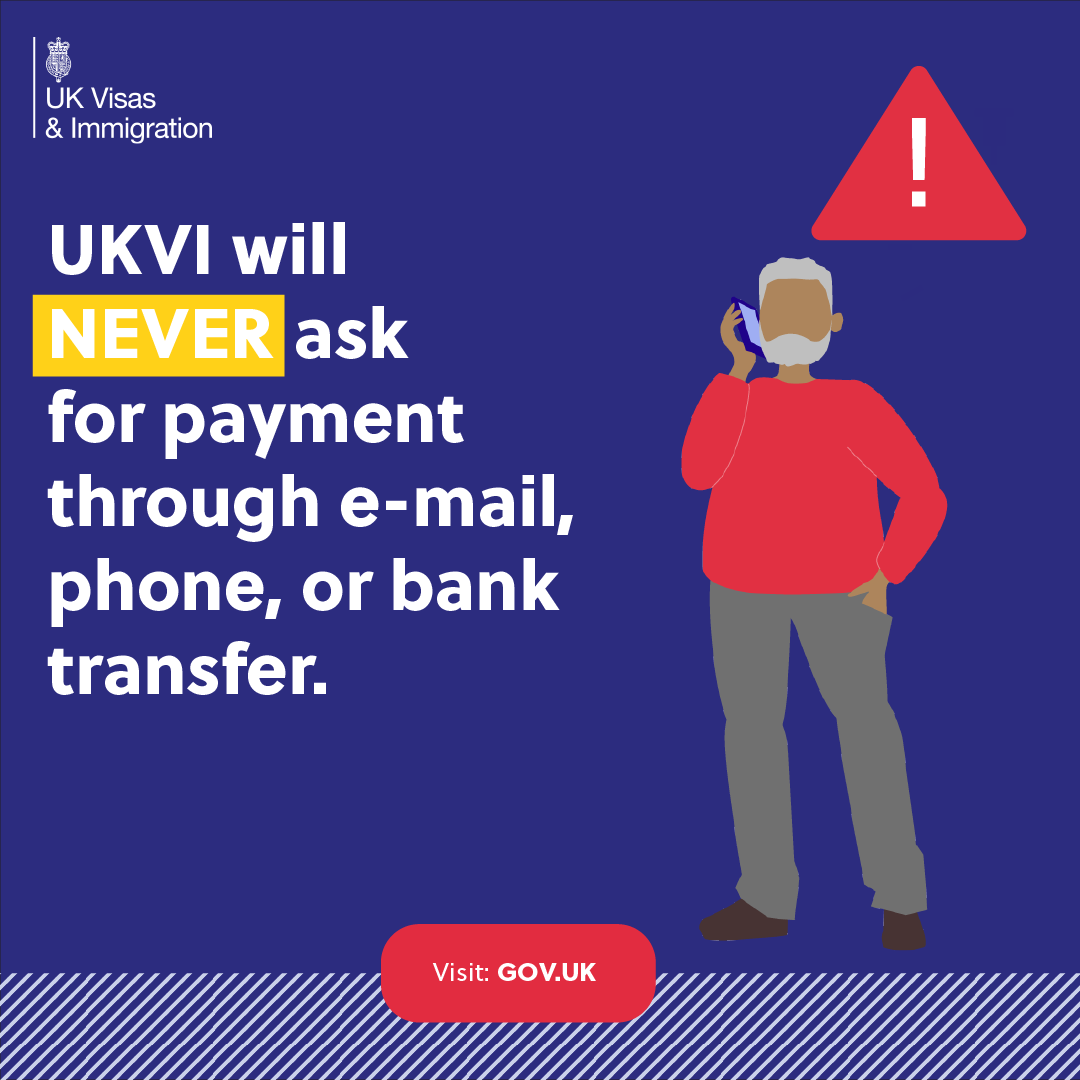 UKinNigeria's tweet photo. Travelling to the UK? Stay alert! ๐จ
Scammers may claim they can speed up your visa application in exchange for money or personal details.
@UKVIgovuk will never contact you via social media or ask for payment outside official channels
#DoNotFallForFraud https://t.co/zH4gvfl8ZG