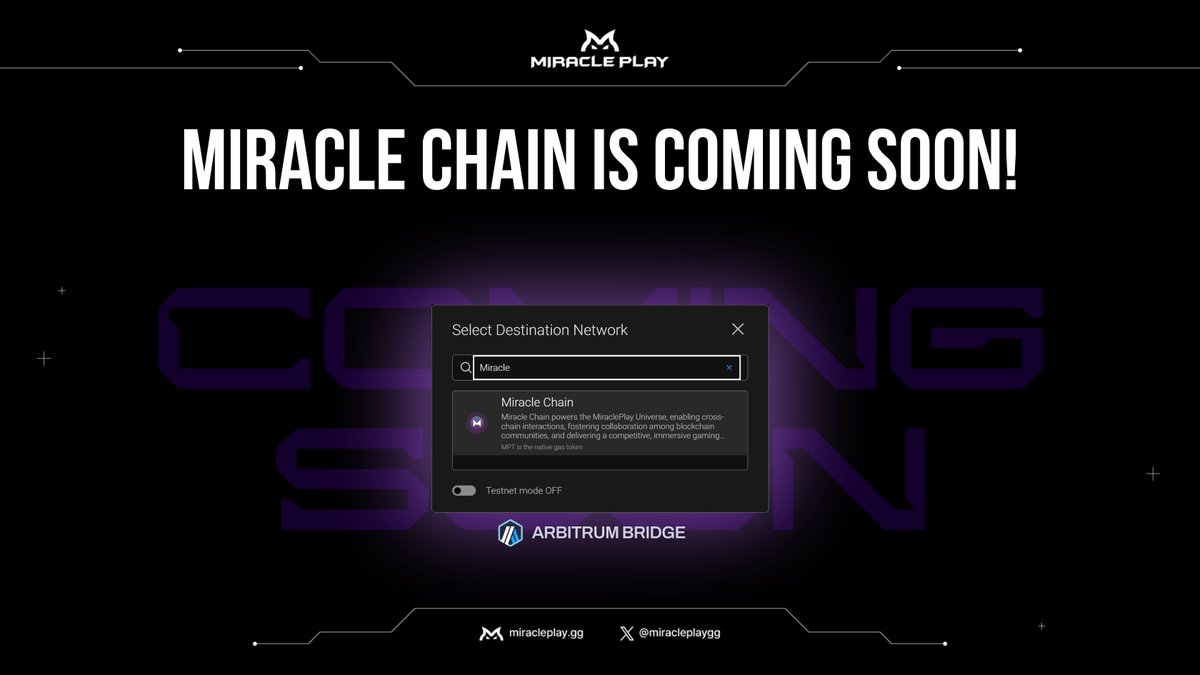 🚀 Miracle Play Chain is coming soon! 🌐

Get ready—Miracle Play Chain is set to launch soon! Big things are on the horizon. Stay tuned! 🔥

#MiraclePlay #MiracleChain #Arbitrum