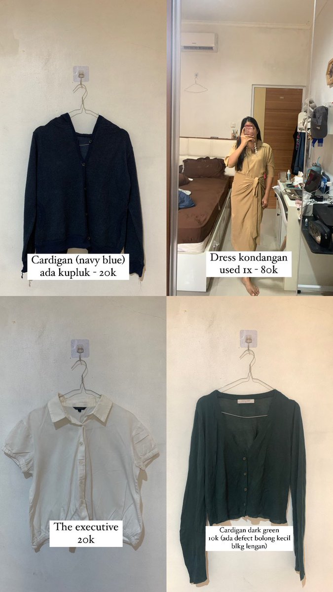 hiii mau ngosongin lemari, mostly under 40k ada the executive, colorbox, gap, hnm dan local brand lainnya

bisa cek carousell ku atau bs dm ya yg mau tanya2 🫶🏻 
bs sopi pake free ong

link carousell:
carousell.app.link/Qfeh5IMdIQb