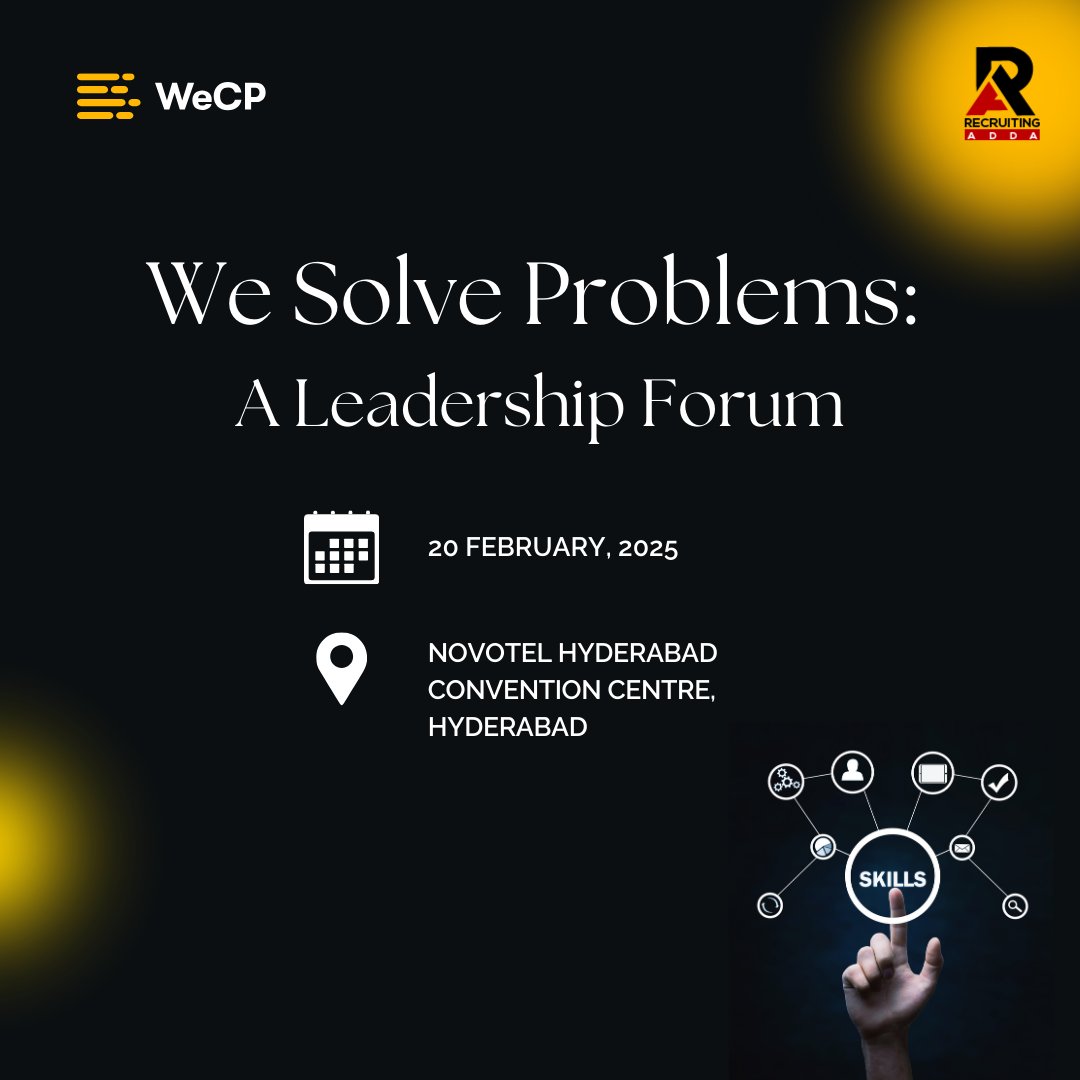 wcreateproblems's tweet image. #WeSolveProblems A Leadership Forum is back with our 2nd edition in #Hyderabad 🎉

Join us and Recruiting Adda for an exclusive discussion with thought leaders and decision-makers from the Recruitment and TA fraternity.

For an invite, please DM us. Limited seating available.