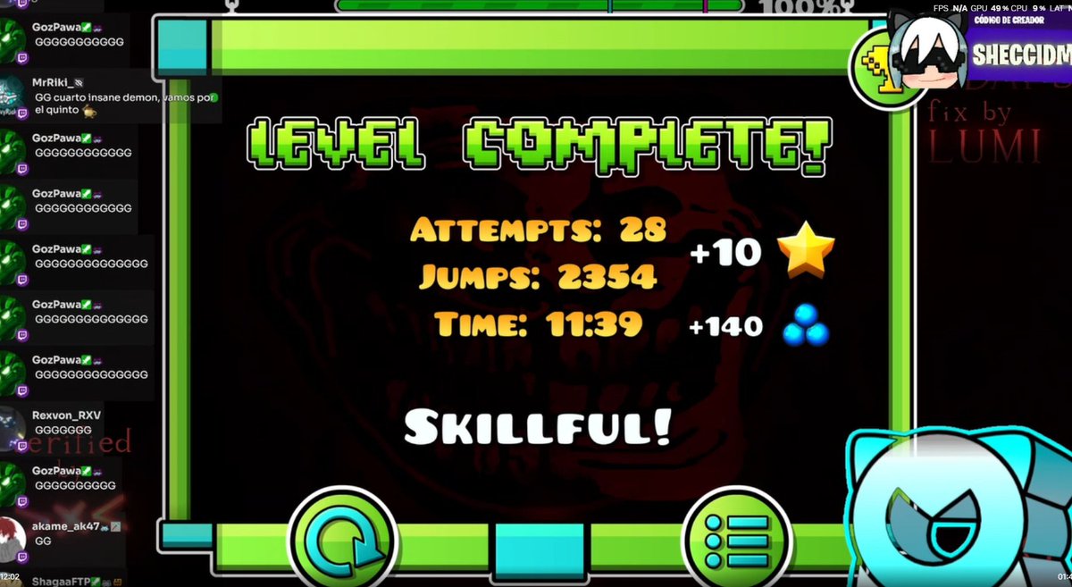 CAYOOOO EL TROLLMACHINGA!!! MI SEGUNDO PRIMER EXTREME DEMON UWU GRACIAS A TODOS <3