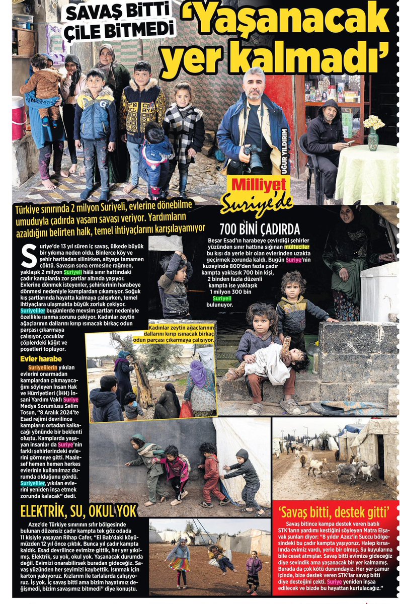 Savaş bitti, çile devam ediyor!
Yaşayacak yer kalmadı!
Okul yok, su yok, elektrik yok!

Suriye’nin yeniden imara ve yeniden istikrara çok ihtiyacı var.