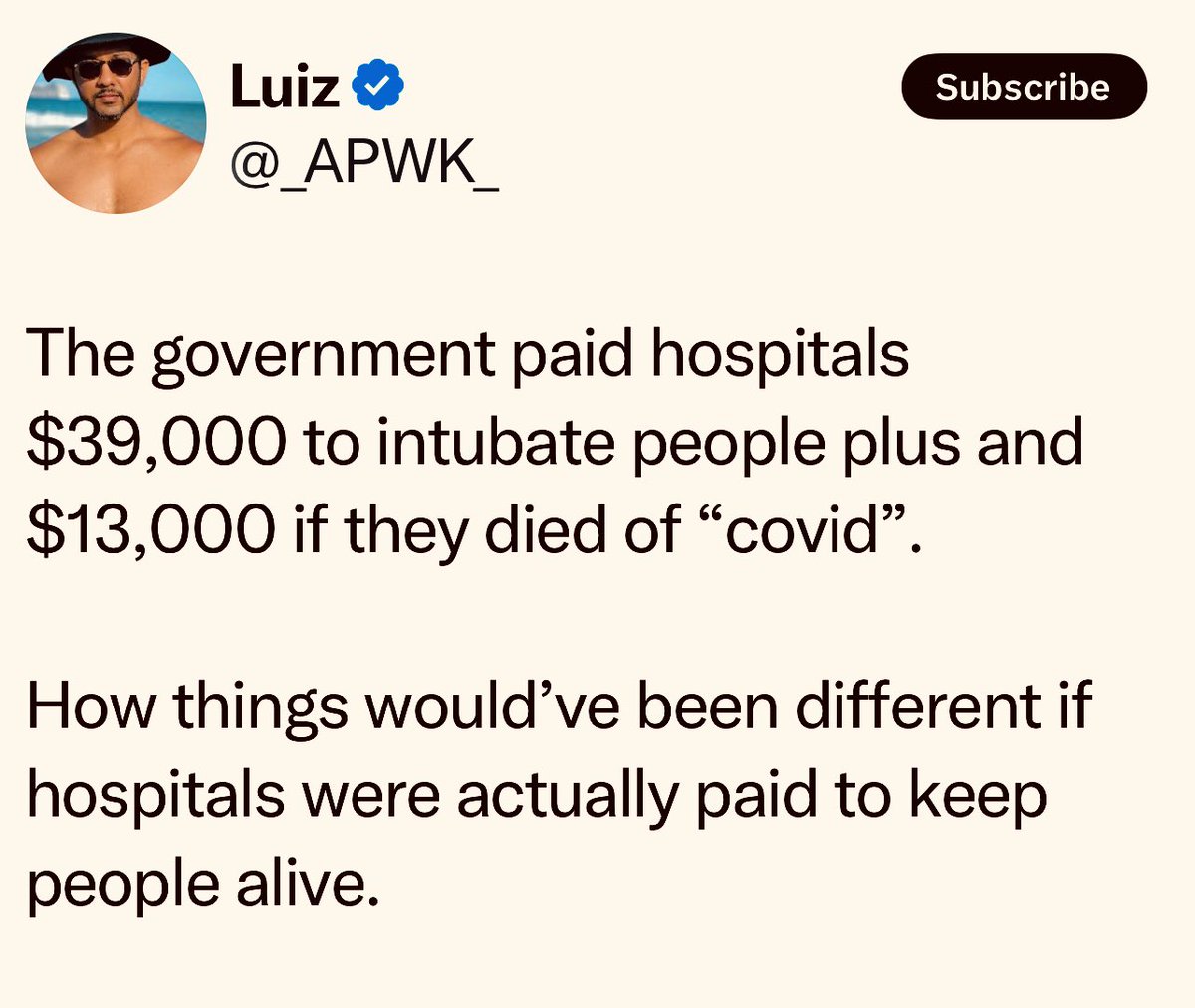 At what point do people wake up  and understand that hospitals were paid to kill people?