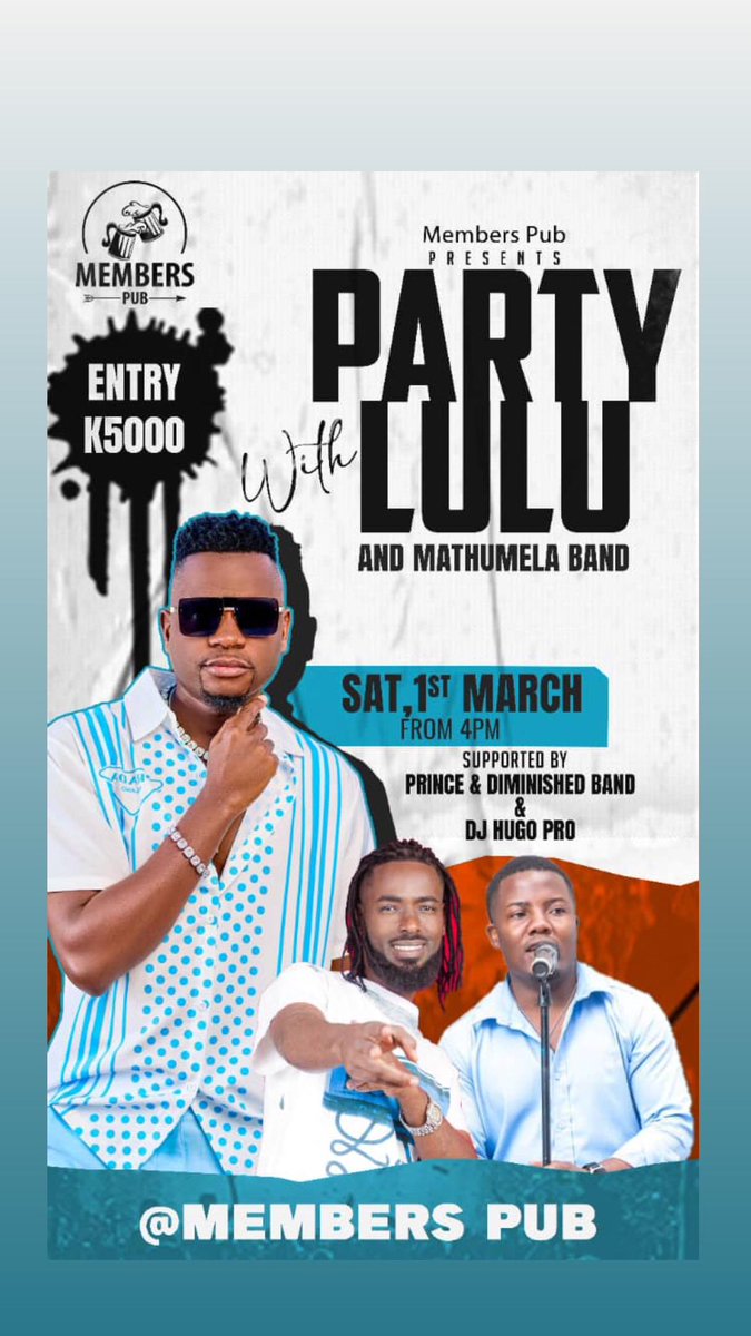 Members Pub is back! 🫵🏾🔥

Let’s go party with Lulu and Mathumela Band. 
Saturday, 01 March. Yambani kusungila makobidi. 😂🫡