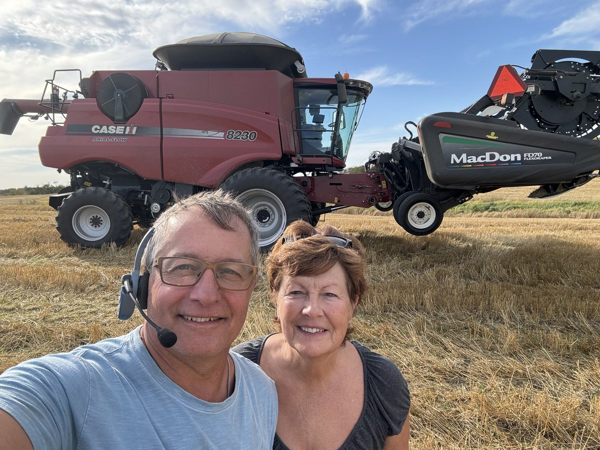 On #CdnAgDay, I celebrate that <a href="/GerryHertz/">Gerry Hertz</a> &amp; I farm &amp; help to feed a hungry world, taking pride in how we care for our land &amp; our community. We grow safe &amp; nutritious food thanks to technology &amp; sustainable practices. Nothing could be better than farming in Saskatchewan 💚🌾🚜 🇨🇦