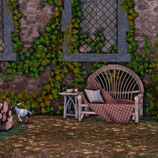 AntiquatedGam3r's tweet photo. Sometimes I like a more 'Alpha' Sims game and when I do I like it to be rustic! ~ I would very much like to take my morning coffee sat on that bench in the morning sun ☀️☕️ (with the cute goat) #ShowUsYourBuilds #TheSims #TheSims4 #TheSimsCC #EACreatorsNetwork @TheSims @EA https://t.co/bSZlON3mYL