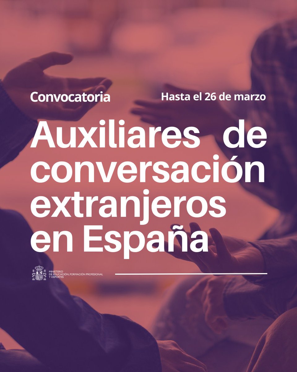 educaciongob's tweet image. 🫵Buscamos auxiliares de conversación en España🫵

🔸Abrimos convocatoria de ayudas a graduados o estudiantes universitarios de al menos segundo curso de más de 30 países
🔸Para el curso 2025/2026

Todas las condiciones aquí👇
educacionfpydeportes.gob.es/servicios-al-c…