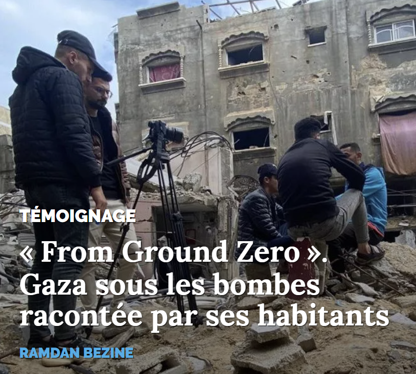 🎬 #FromGroundZero Un regard depuis #Gaza à travers 22 courts métrages documentant le quotidien sous les bombes. Une fresque cinématographique collective orchestrée par le réalisateur #palestinien <a href="/MasharawRashid/">Rashid Masharawi</a> <a href="/cinepalestine/">Festival Ciné-Palestine</a> 
👉🏾En salles dès aujourd'hui
orientxxi.info/lu-vu-entendu/…
