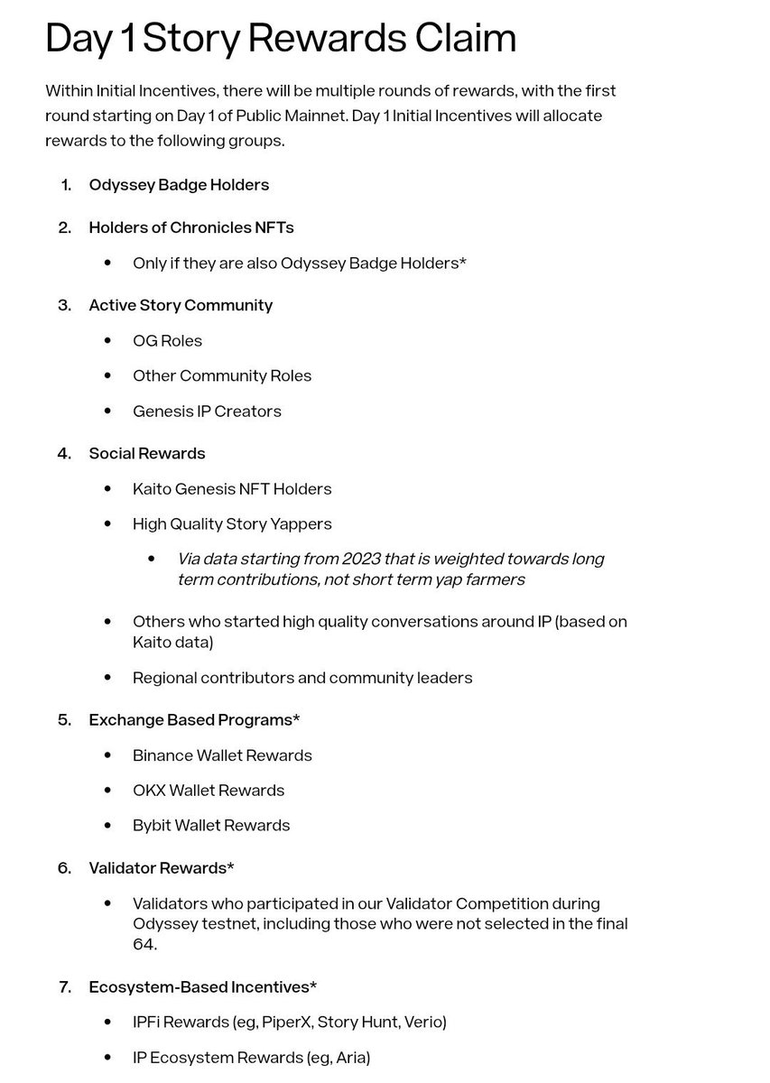 The Eligibility criteria for <a href="/StoryProtocol/">Story</a> Airdrop has been published.

✅You can see below. Take some time to read the terms in the picture.

📍Also Note that Story Protocol is filtering sybillers, currently working with 3 different teams to ensure real users are rewarded.