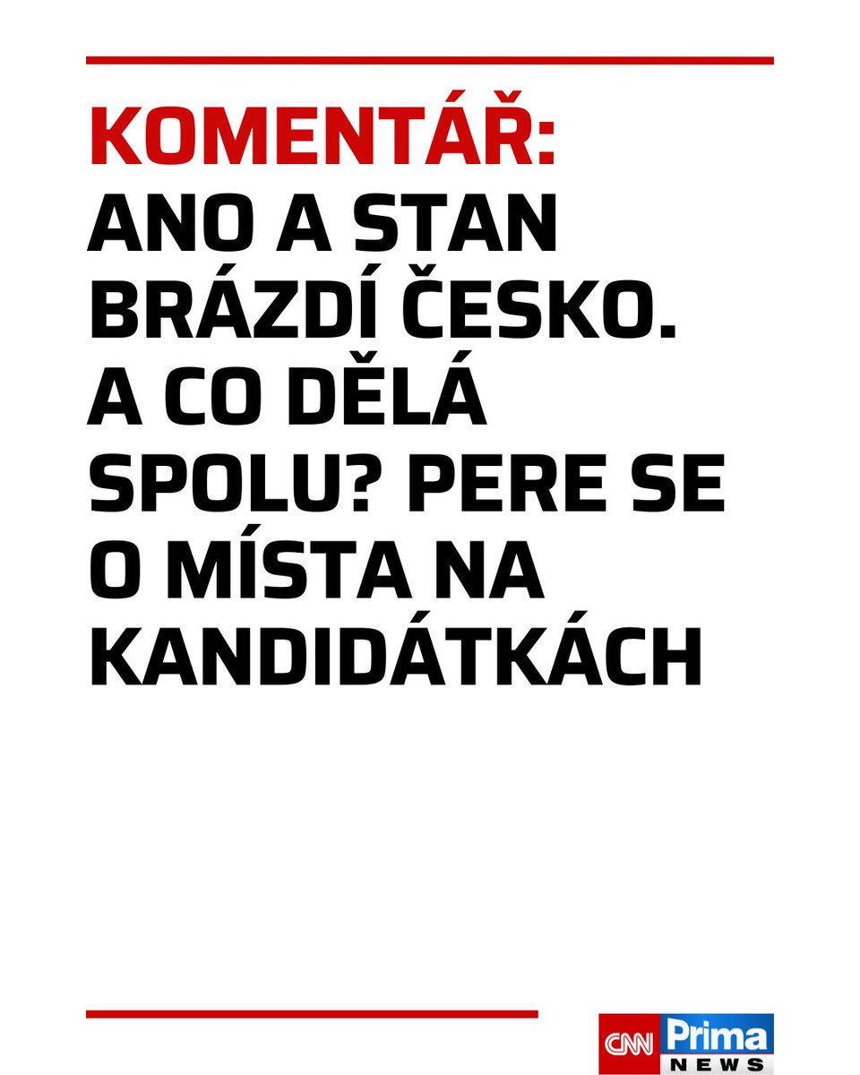 Zatímco politici ANO od začátku roku intenzivně objíždějí republiku a setkávají se s občany, koalice Spolu přitahuje pozornost především dohady o tom, kdo urve lepší místa na kandidátkách. Komentář <a href="/BohuslavovaR/">Renáta Bohuslavová</a> ZDE: cnn.iprima.cz/glosa-zatimco-…