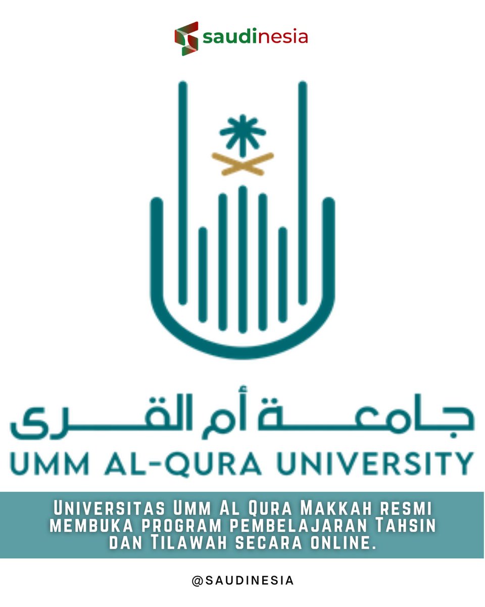 Kabar gembira!

Universitas Umm Al Qura Makkah resmi membuka program Tahsin &amp; Tilawah online.

Program ini dibuka untuk seluruh kaum Muslimin dari seluruh dunia, laki-laki dan perempuan.

Pendaftaran

Laki-laki : uqu.edu.sa/coldawa/App/Fo…

Perempuan: uqu.edu.sa/coldawa/App/Fo…