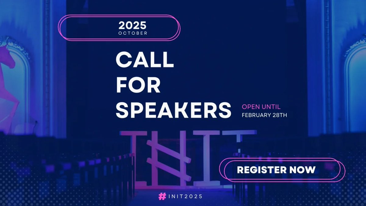 📢 #INIT2025 call for speakers is still live! Head over to sessionize.com/init-2025 and submit your session(s)! The CfS is open until  📅 February 28th. To get a glimpse of previous conferences, check out initconf.org. #SoftwareDevelopment #Community #Conference #CfS 🎉