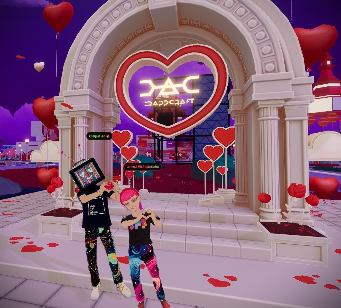 Celebrating love with my better half <a href="/OtitnA_art/">Antonella🌙</a>  at <a href="/decentraland/">Decentraland</a> ❤️❤️
Happy Valentine's Day! 😍💕
#dcl #Metaverse #ValentinesDay