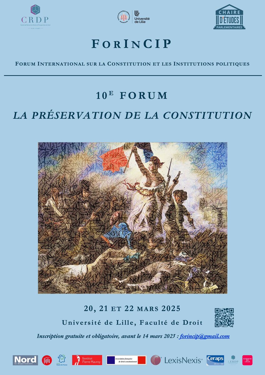 JPhDerosier's tweet photo. ‼️Les inscriptions sont ouvertes‼️
Retrouvez-nous les 20, 21 et 22 mars pour la 10e édition du #ForInCIP dont le thème portera sur la préservation de la Constitution.
Plus d’info ➡️ https://t.co/oUBVsXlGld
Inscriptions ➡️ https://t.co/4SzUTbmatr https://t.co/h7HLm1IPgL