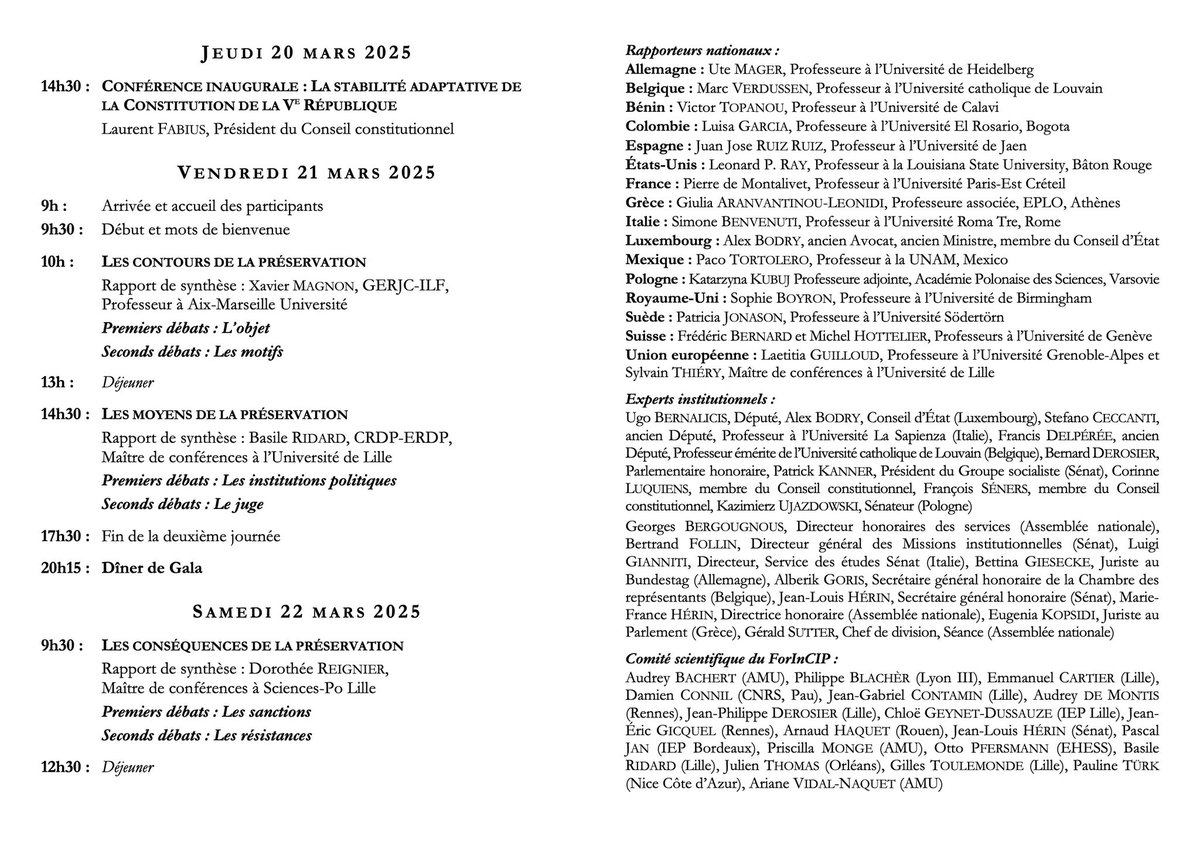 JPhDerosier's tweet photo. ‼️Les inscriptions sont ouvertes‼️
Retrouvez-nous les 20, 21 et 22 mars pour la 10e édition du #ForInCIP dont le thème portera sur la préservation de la Constitution.
Plus d’info ➡️ https://t.co/oUBVsXlGld
Inscriptions ➡️ https://t.co/4SzUTbmatr https://t.co/h7HLm1IPgL