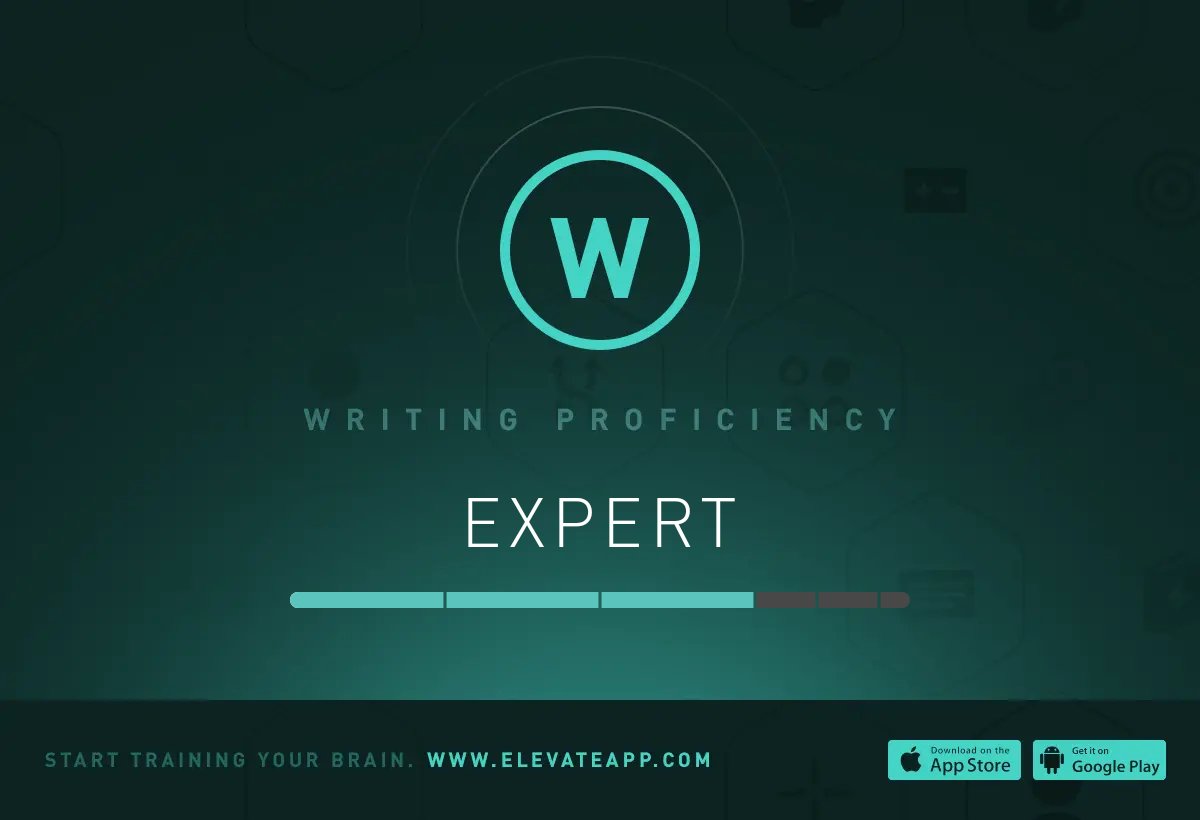 My skill level on <a href="/ElevateApp/">Elevate</a> in Writing is now Expert. Download the app for free: taps.io/elevateapp?af_…