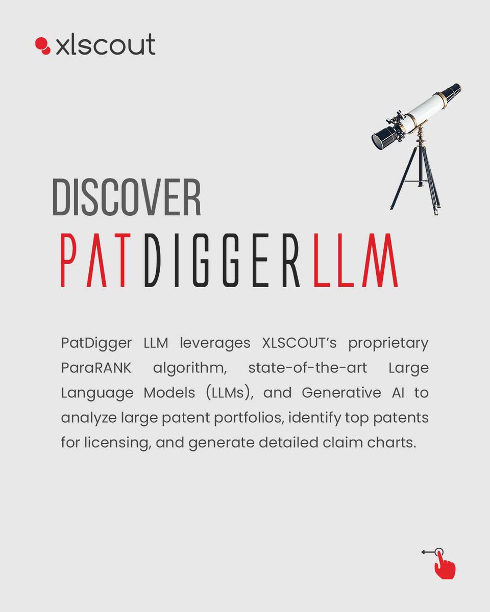 XLSCOUT (@xlscout) on Twitter photo See how #PatDiggerLLM combines #XLSCOUT’s #ParaRANK, #LLMs, & #GenAI to transform idle patents into revenue-driving assets.
PatDigger LLM is also #SOC2 Type II certified, ensuring top-notch #security and #trust. Schedule a demo today at contact@xlscout.com!
#XLSCOUT #ParaRANK See how #PatDiggerLLM combines #XLSCOUT’s #ParaRANK, #LLMs, & #GenAI to transform idle patents into revenue-driving assets.
PatDigger LLM is also #SOC2 Type II certified, ensuring top-notch #security and #trust. Schedule a demo today at contact@xlscout.com!
#XLSCOUT #ParaRANK