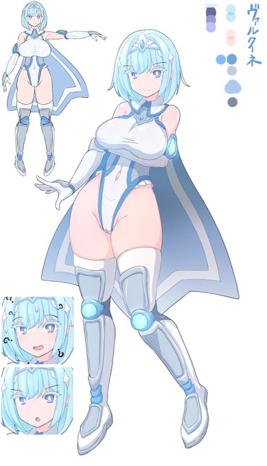 戦神零姫ヴァルクーネ立ち絵と設定画(一部ボツになってるけど)真面目系戦闘ヒロインとしてキャラ的にラクガキとか今後の創作にも使いたい所だけど、立場的にネタバレなるからしばらく描けねーじゃん!!となったキャラです。今日から公開OKなので、よろしくお願いします。 