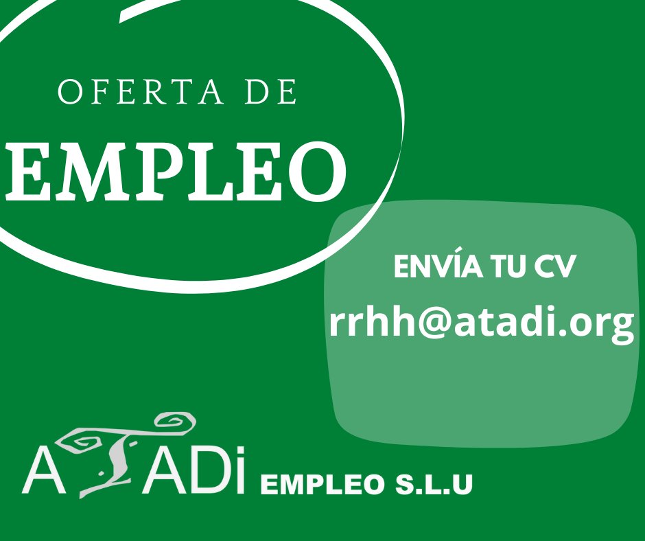 ¡¡OFERTA DE EMPLEO!!

ATADI Empleo S.L.U. precisa cubrir puesto de jardinero en ATADI Empleo Andorra. Consulta todas las condiciones en la página web atadi.org/atadi-empleo/o…