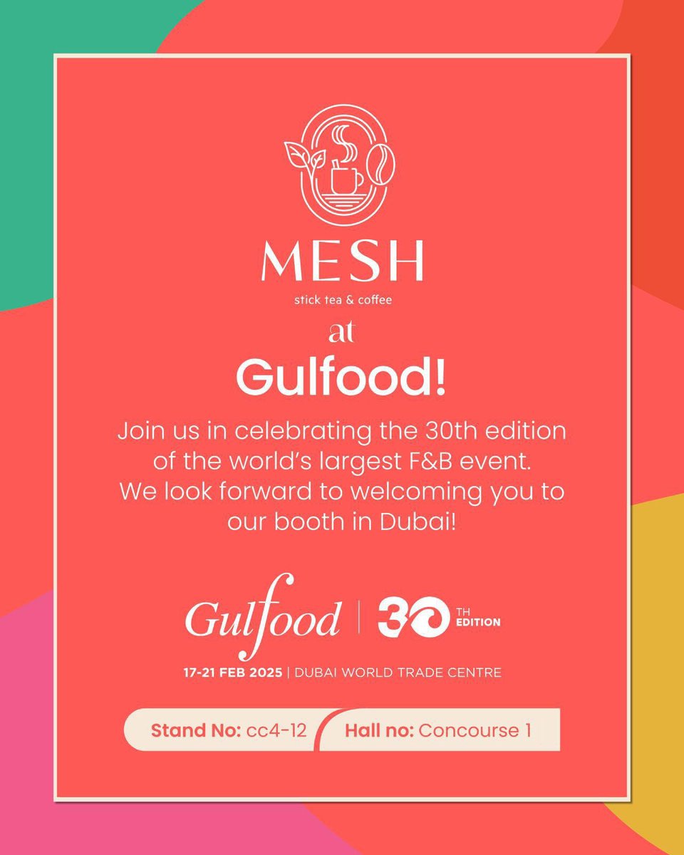 Mesh, 17-21 Şubat’ta Gulfood 2025’te! 🚀
Yenilikçi ürünlerimizi keşfetmek için standımıza bekliyoruz.
📍 CC4-12 | Concourse 1

Mesh is at Gulfood 2025 from February 17-21! 🚀
Visit our stand to explore our latest innovations.
📍 CC4-12 | Concourse 1

#Mesh #Gulfood2025 #Dubai