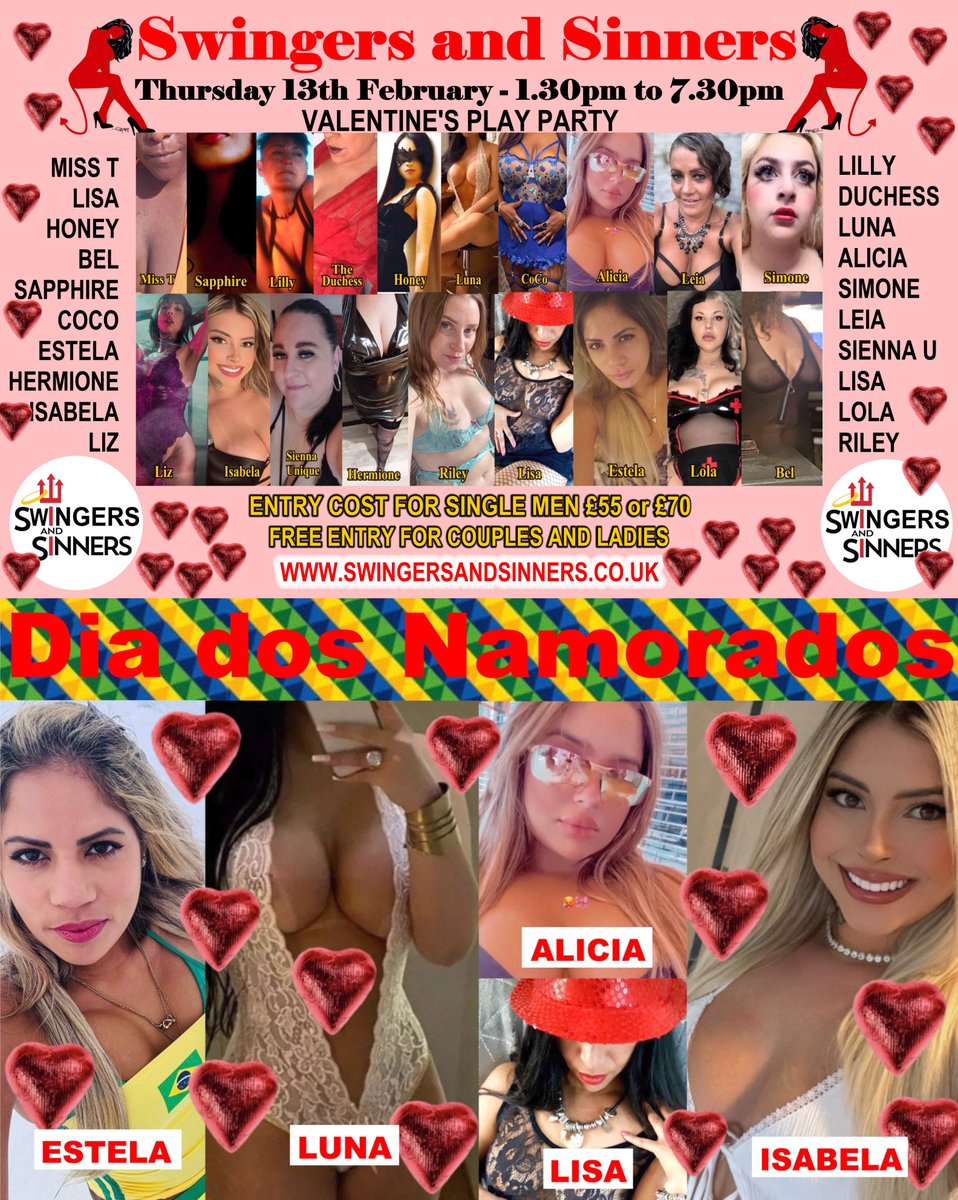 **TOMORROW** 
*Thursday 13th February - From 1.30pm to 7.30pm*

Tomorrow we are having a special Valentine play party. In addition to the featured ladies there will be free cupcakes and snacks. The line up of girls is pretty special too with five fabulous Brazilian attending