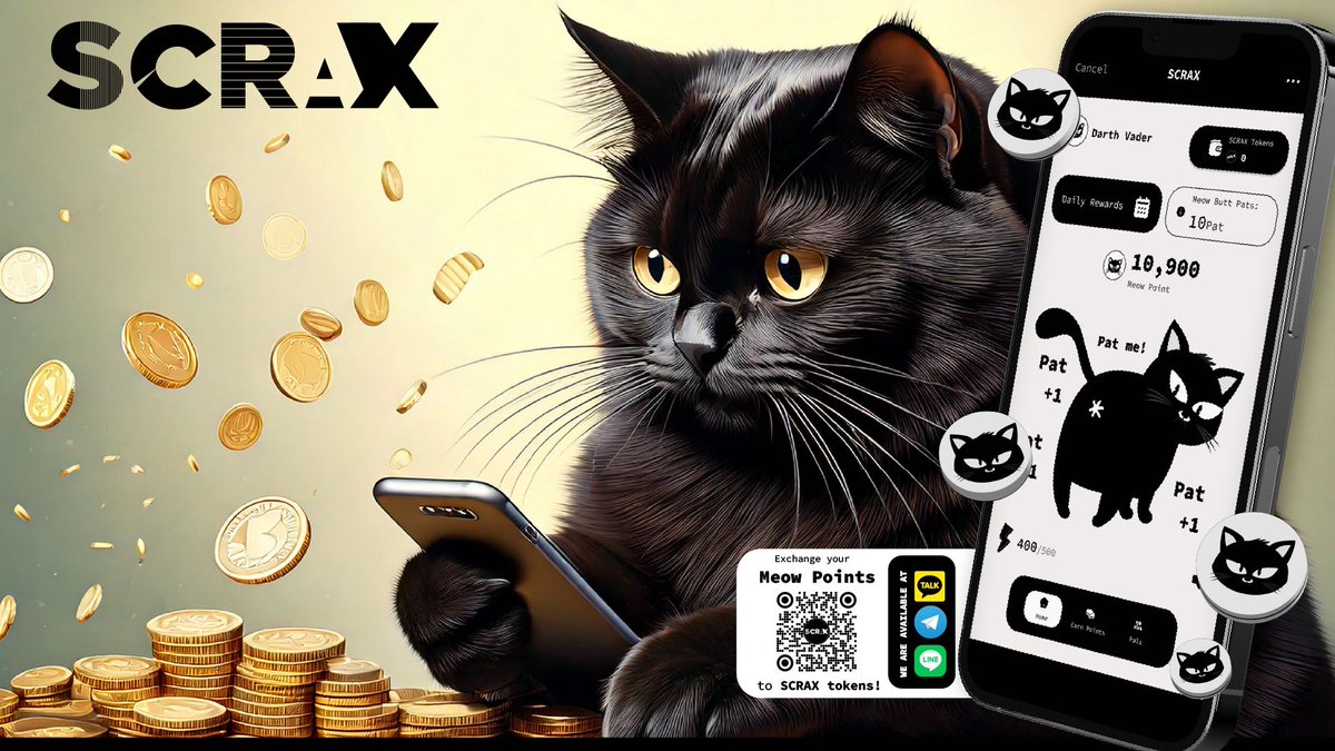 SCRAXmeow's tweet photo. Work hard, play harder. Or just play and earn—same thing, right? 🎮💰 #SCRAX #Coins #meowcat https://t.co/kTx4EQaPlX