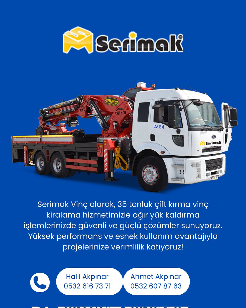 SlatomWeb's tweet photo. Serimak Vinç ile Güçlü ve Güvenli Çözümler
35 tonluk çift kırma vinç kiralama hizmetimizle projelerinize yüksek performans ve verimlilik katıyoruz.
#Serimak
#SerimakVinç https://t.co/TKt8oYZGhn