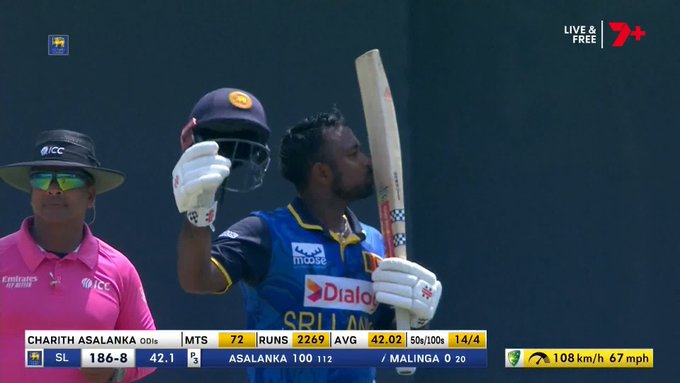 Century for Charith Asalanka 👏 📹 Credits: Twitter/7Cricket