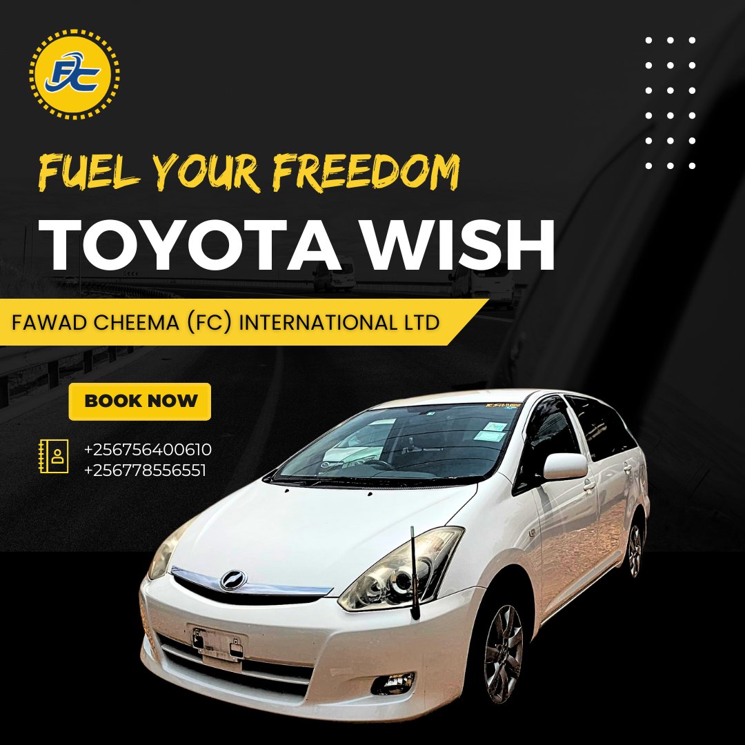 fcmotorsug's tweet photo. FUEL YOUR FREEDOM!
TOYOTA WISH

For Booking: 0756 400610 / +256778556551
#carstagram #luxurycars #Toyota #toyotacar #lovecar #love #roadtrip #newcar #carlovers #needcars #instagram #toyotasupra #toyota https://t.co/PLRCJoj1LJ