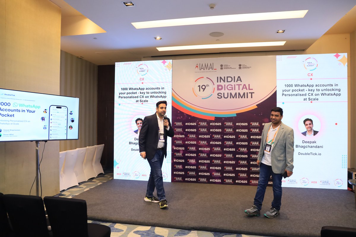 At #IDS25, Mr. Deepak Bhagchandani, Founder &amp; CEO of DoubleTick.io, took the spotlight, sharing how brands could leverage WhatsApp to drive hyper-personalised customer experiences at scale. #Indiadigitalsummit #IDS2025