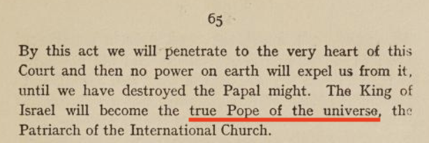 JesuitWorld's tweet photo. If the Jews are the real authors of the Protocols, why do they call for a "REAL POPE OF THE UNIVERSE," compare themselves with the Jesuits, and use their Motto: The end Justifies the means? They created communism and fascism. It's called the Hegelian Dialectic. https://t.co/EXgEUNoCQ5
