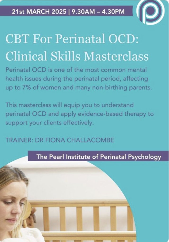 HeatherWillis18's tweet image. OCD is up to 2-3x more prevalent in the perinatal period and the content of obsessions and compulsions often includes infants. Prof. Fiona Challacombe covers perinatal adaptations in assessment, formulation and treatment. 6-weeks to go! Sign-up here: lnkd.in/ep5S68Zx